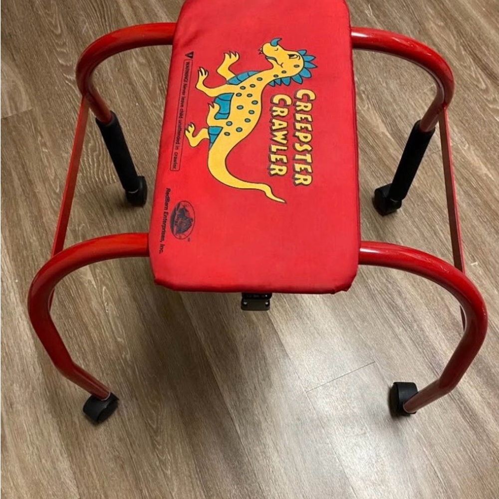 Red Baby crawler/Walker Seat with Dinosaur Print - Picture 3 of 3